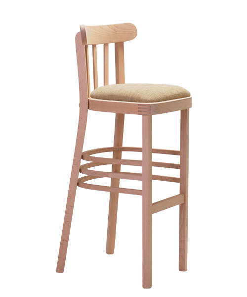 The comfortable upholstered Marconi BAR stool P for homes and restaurants can complement Marconi dining chairs in interiors. From the Czech manufacturer Sádlík, it is possible to order tables in the same wood stain color and the appropriate height for the bar stools