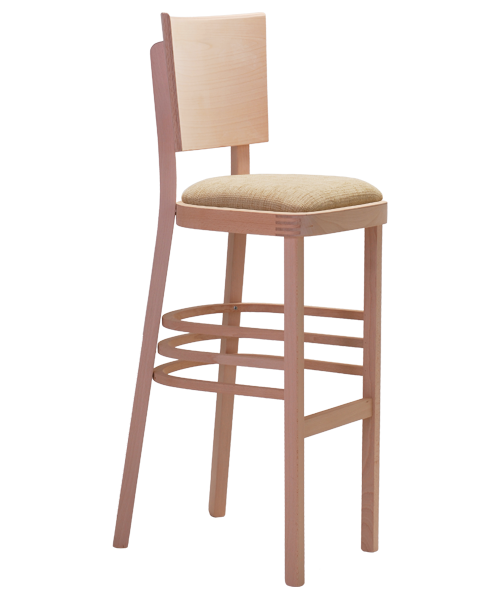 The comfortable upholstered Linetta BAR stool P for homes and restaurants can complement Linetta dining chairs in interiors. From the Czech manufacturer Sádlík, it is possible to order tables in the same wood stain color and the appropriate height for the bar stools