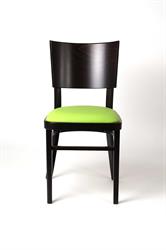Restaurant chair Linetta P 2194, stain color standard - 4, upholstery customer's fabric - Barcelona green leatherette, to order write or call. Sádlík, Czech furniture manufacturer.