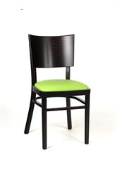 Chairs for restaurant and home Linetta P 2194, stain color standard - 4, upholstery customer's fabric - Barcelona green leatherette, to order write or call. Sádlík, Czech furniture manufacturer