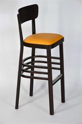 Upholstered Nico BAR stool P. For your selection according to the studio photo: standard wood stain color 4, upholstery standard imitation leather - Bruno 81. Czech manufacturer Sádlík