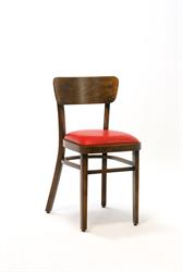 Bistro chair Nico P 2196, your choice according to the photo: special staining color - Antique 18A black, antique leather upholstery - antique red. Restaurant, dining room, cafe equipment. Traditional Czech manufacturer of seating furniture Sádlík.