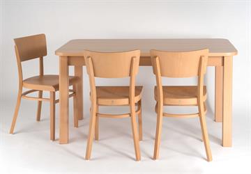 Buková židle 1198 Bohemia, velikost M41, barva moření dle vzorku zákazníka, masivní bukový stůl Kasparov vyrobený na zákázku se šuplíkem, pevné židle a stoly od českého výrobce Sádlík