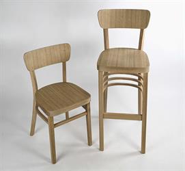 dřevěné židle z masivního dubu, od českého výrobce židlí Sádlík, NICO dub 1196 & NICO dub bar 5196, dub přírodní,  bez povrchové úpravy