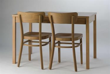 dřevěná buková židle NICO 1196, velikost sedáku M41, dřevěný stůl KASPAROV 120x75cm, barva moření č. 09124 podle vzorku zákazníka, židle a stoly z masivu od českého výrobce Sádlík