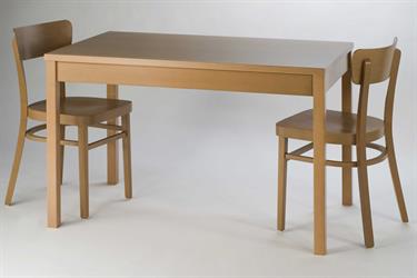 dřevěný stůl KASPAROV 120x75cm, dřevěná buková židle NICO 1196, velikost sedáku M41,  barva moření č. 09124 podle vzorku zákazníka, židle a stoly z masivu, od českého výrobce Sádlík