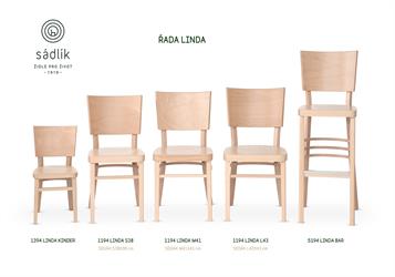 Line from a children's chair to three sizes of Linetta dining chairs - S, M, L to a bar stool