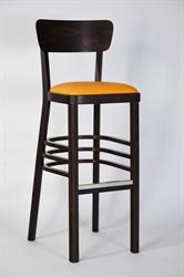 Upholstered Nico BAR stool P. For your selection according to the studio photo: standard wood stain color 4, upholstery standard imitation leather - Bruno 81. Czech manufacturer Sádlík