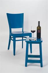 dřevěná židle AROL a nízká barová židle do kuchyně, barva moření dřeva pastel modrá, český výrobce ohýbaných židlí Sádlík, Moravský Písek (3)