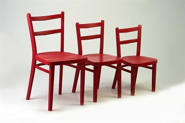 dětská ohýbaná židle 1325 Luki, barva červená, výšky 26, 30 a 36 cm, klasická dětská buková židle od českého výrobce Sádlík